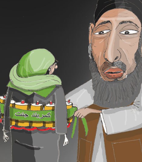 حکمتیار در حال بستن کمربند جنت